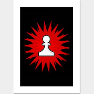 Chess Pawn (Red burst) Posters and Art